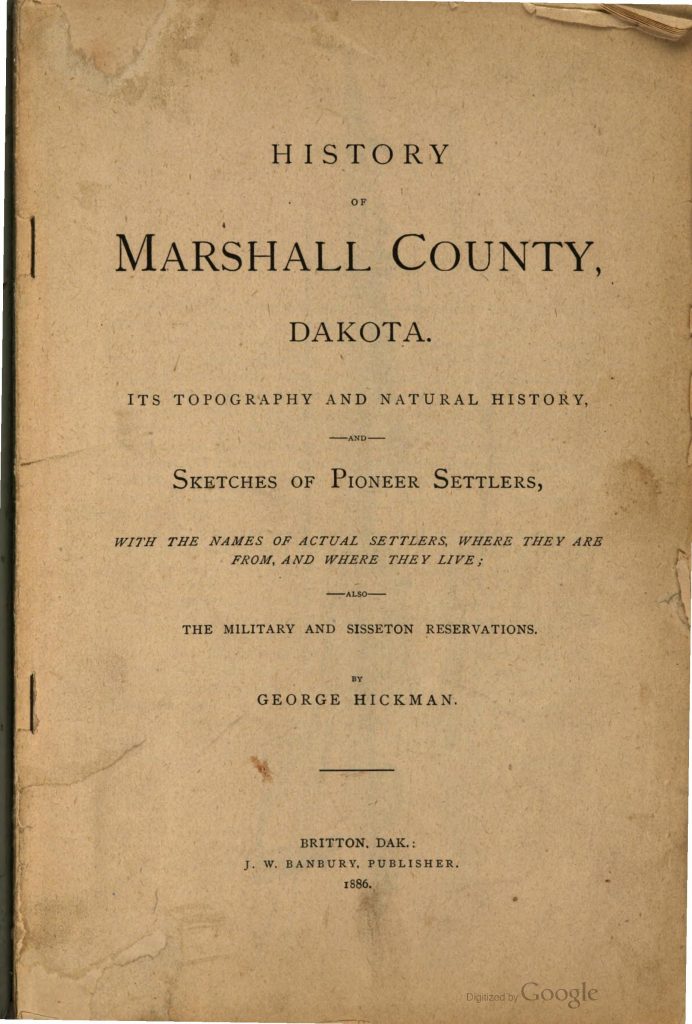 History of Marshall County Dakota title page