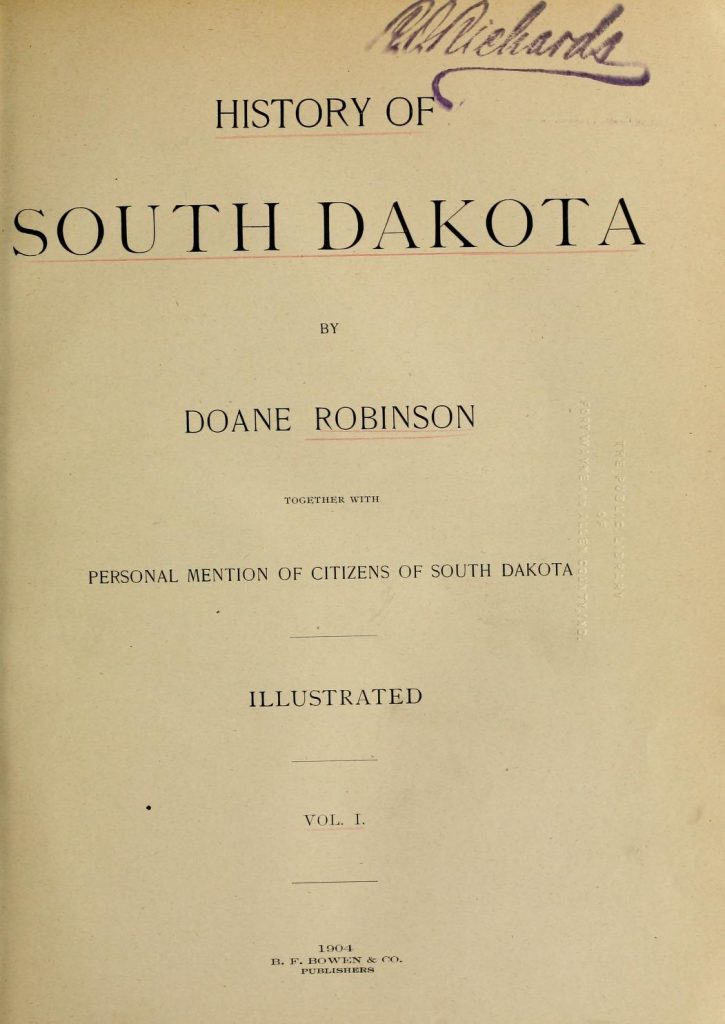 History of South Dakota vol 1 title page